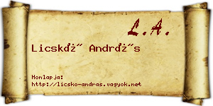Licskó András névjegykártya