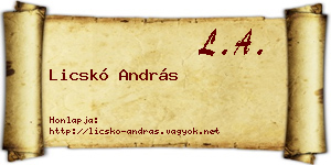 Licskó András névjegykártya